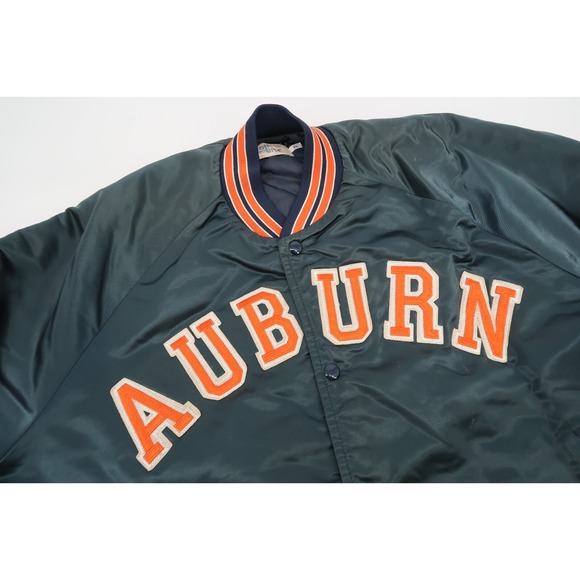 Vintage Auburn Tigers Satin Chalk Line Jacket‎ Retro Bomber 80s Mens Size XL - Picture 2 of 10